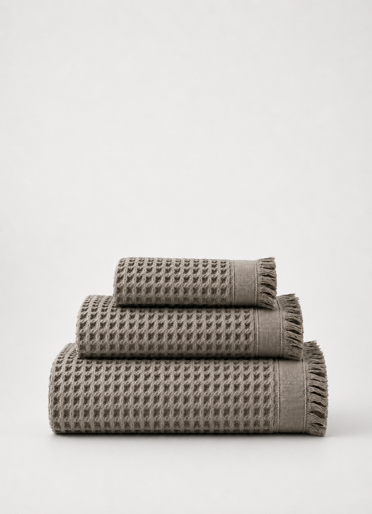 Cloud Waffle Towel — Driftwood Taupe
