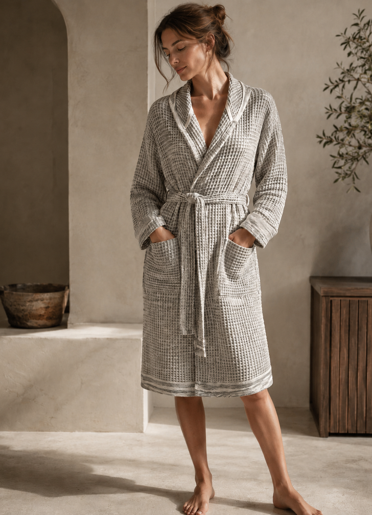 Cloud Waffle Bathrobe — Mineral Mist