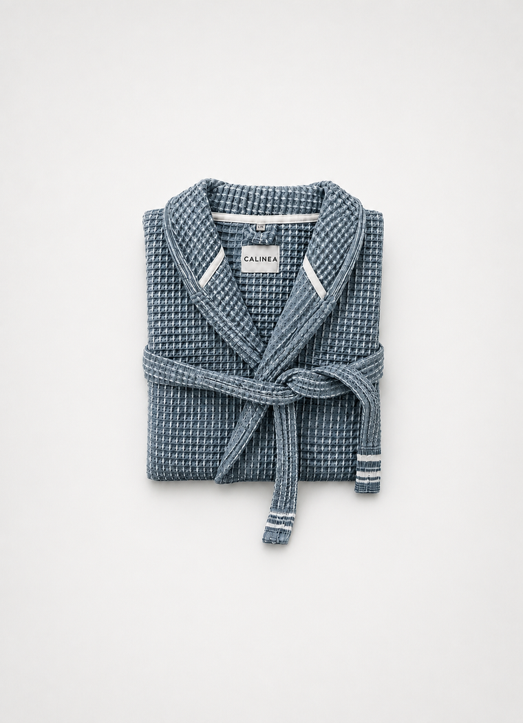 Cloud Waffle Bathrobe — Pacific Mist