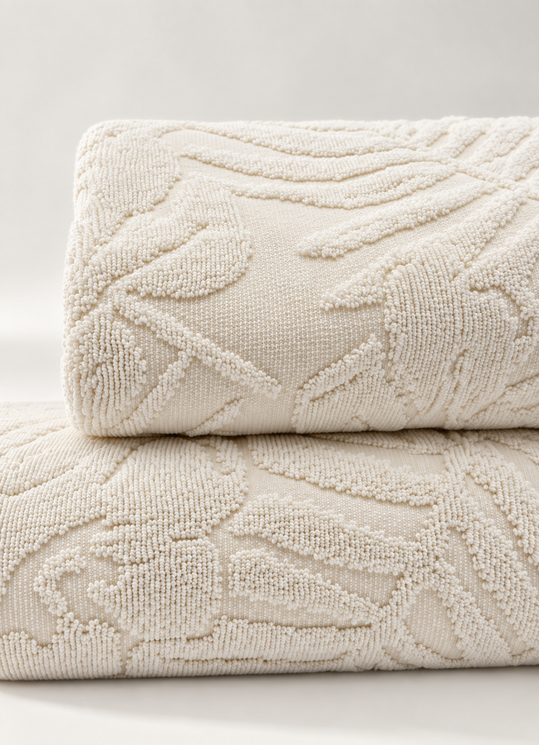 Laurier Botanical Towel — Cloud White