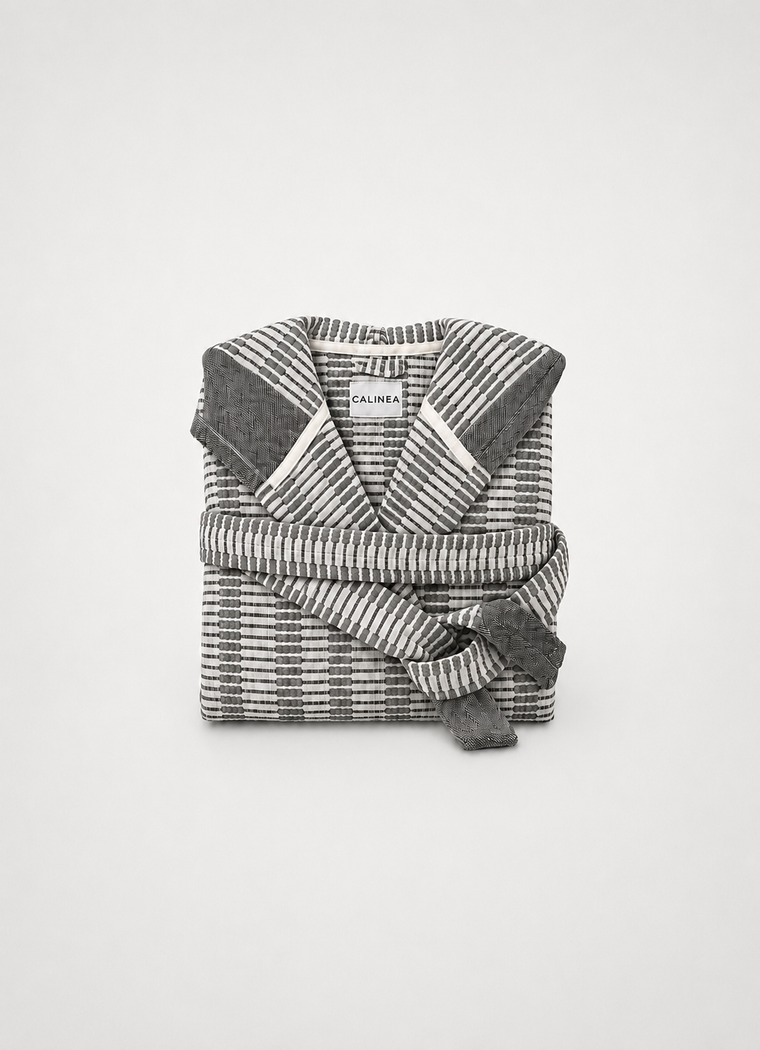 Cote Jacquard Bathrobe — Salt Stone