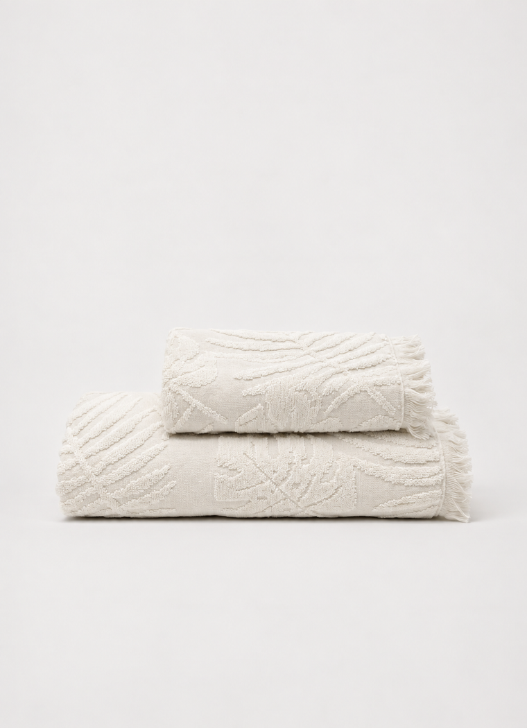 Laurier Botanical Towel — Cloud White