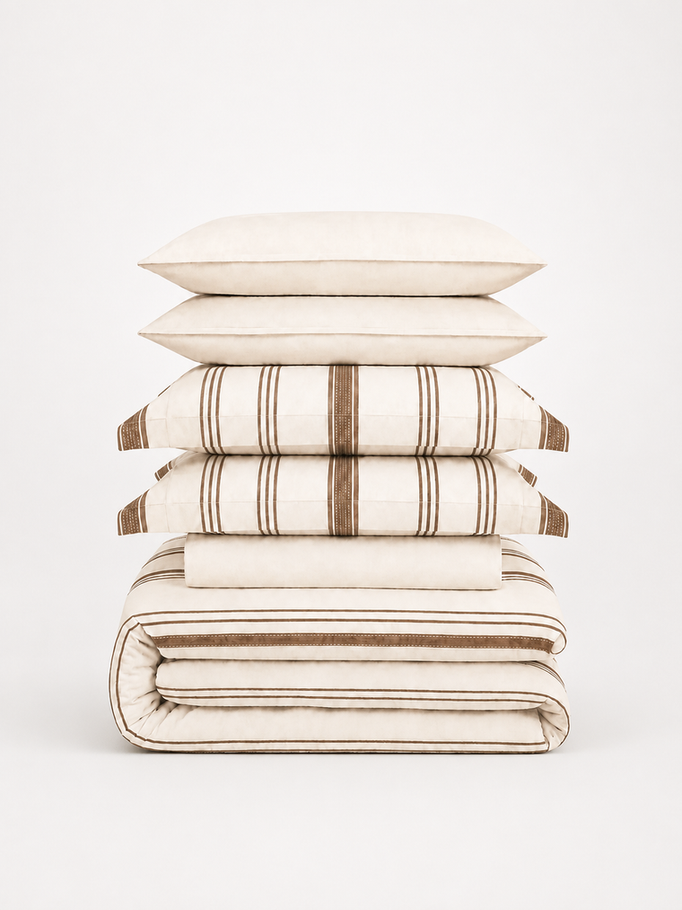 Silken Lyocell Bedding Set — Sand Line