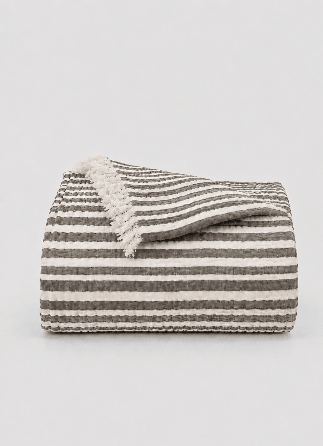 Aurea Muslin coverlet in Strata — hero shot of lightweight Turkish cotton muslin