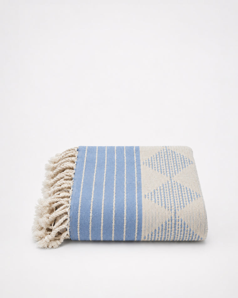 Tessera Turkish Cotton Bath Sheet & Beach Towel — Aegean Blue