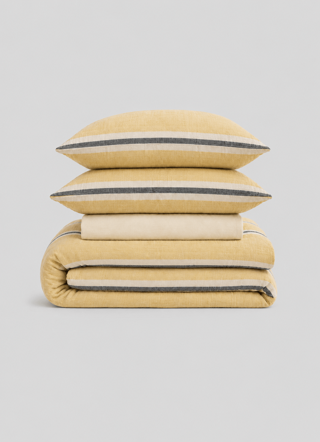 Textured Muslin bedding set in Sunlit — hero shot of breathable Turkish cotton muslin