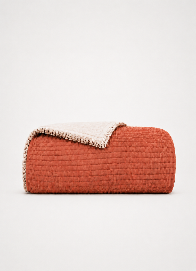 AirWeave Quilted Muslin Coverlet — Terra