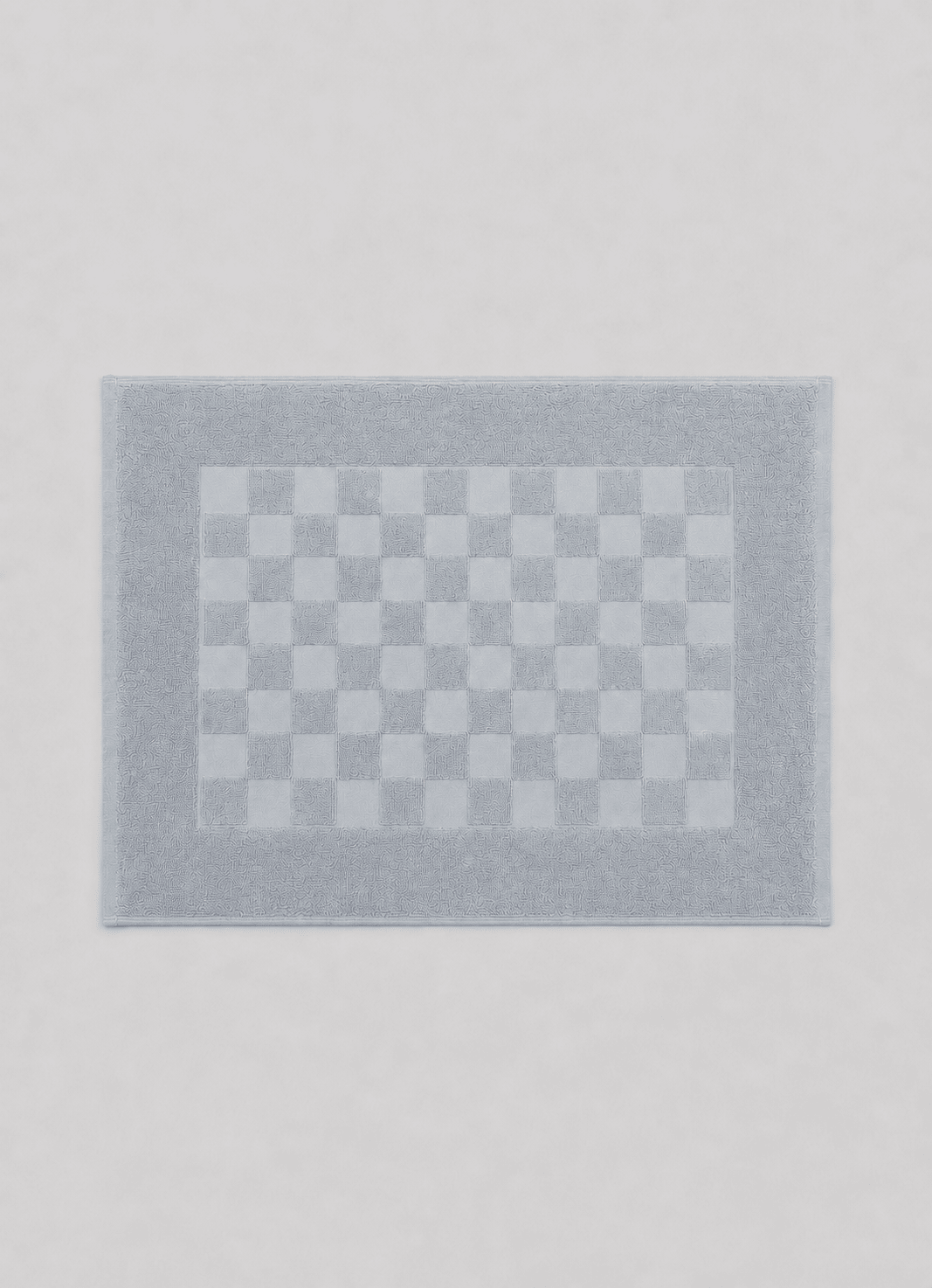 Marlow Check bath mat in Coastal Slate — hero shot of tonal check Turkish cotton