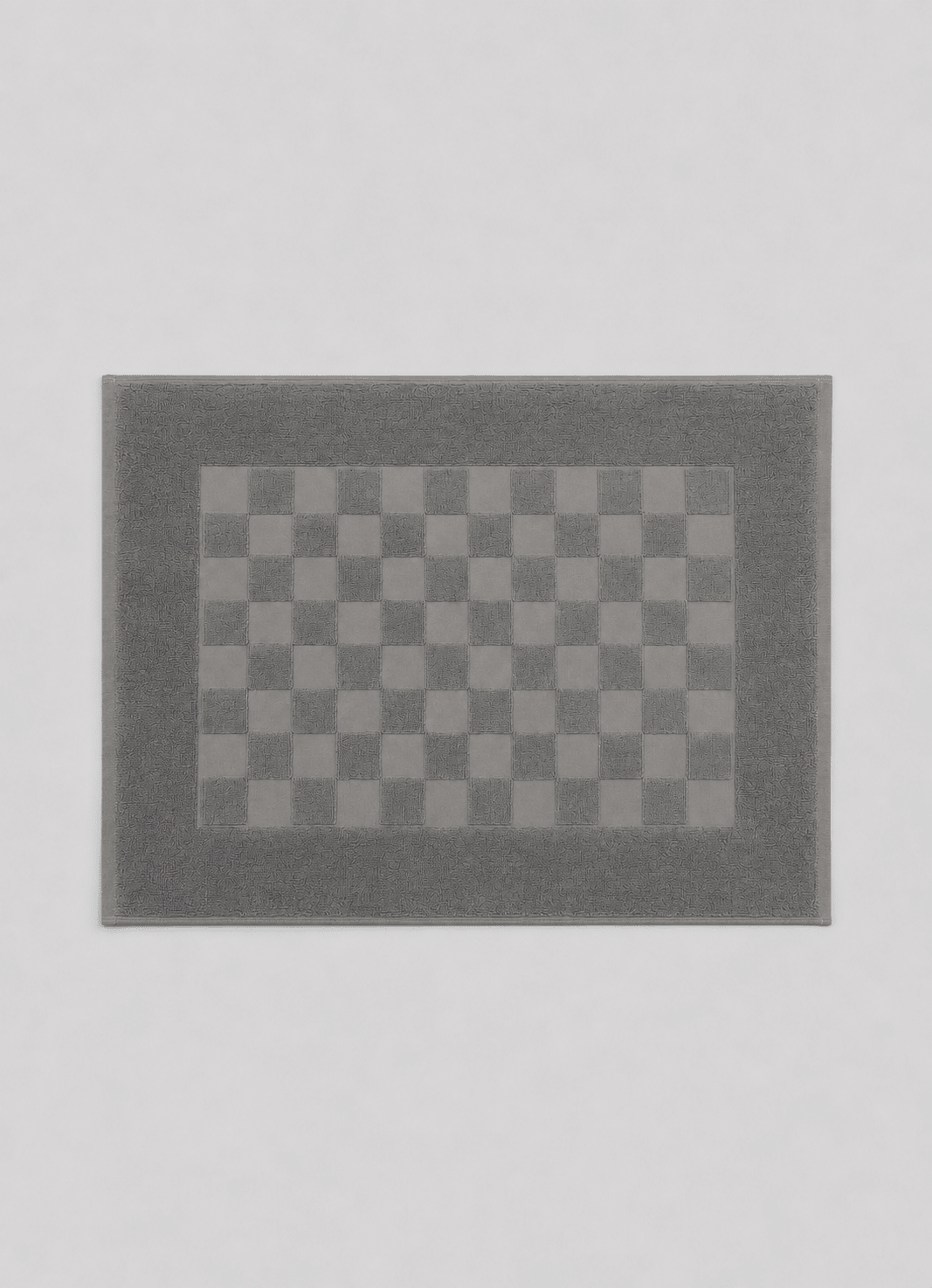 Marlow Check bath mat in Deep Slate — hero shot of tonal check Turkish cotton