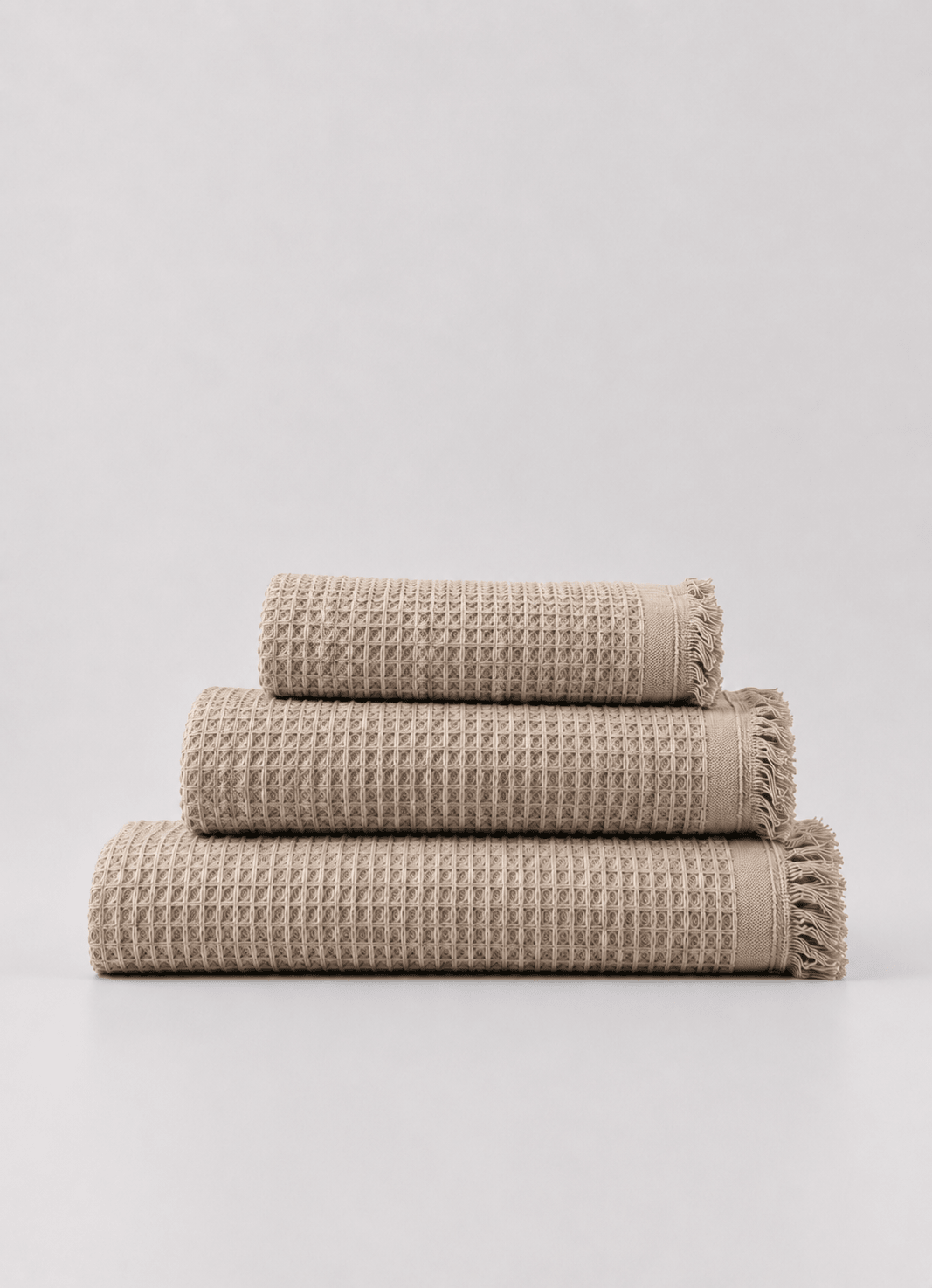 Cloud Waffle Turkish cotton towel in Oat Stone — hero product shot