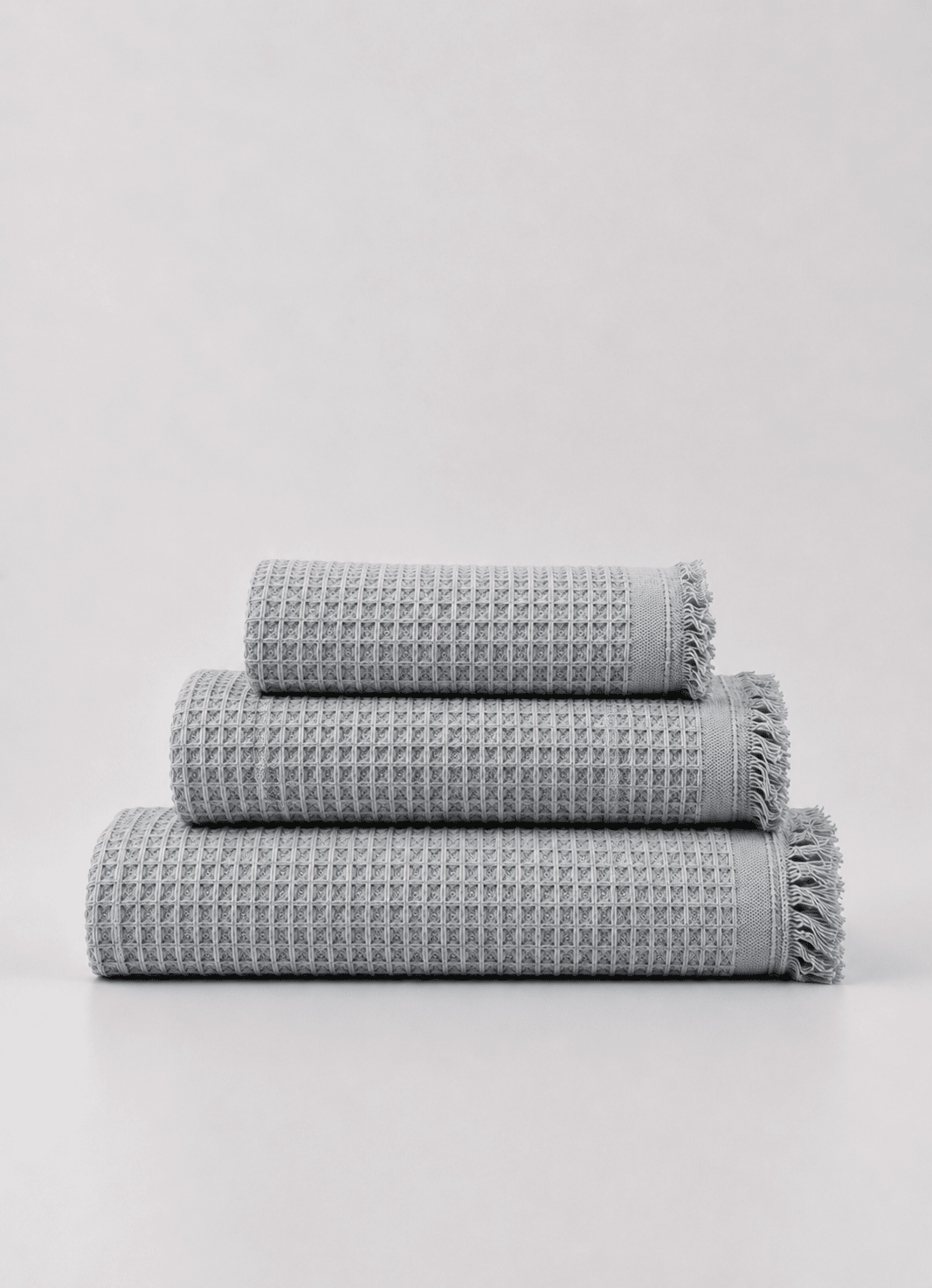 Cloud Waffle Turkish cotton towel in Silver Mist — hero product shot