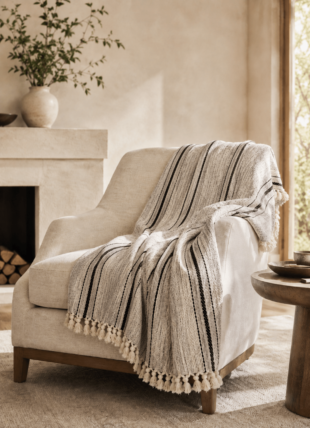 Heritage Weave Stripe in Mineral — detail of stripe pattern and woven texture