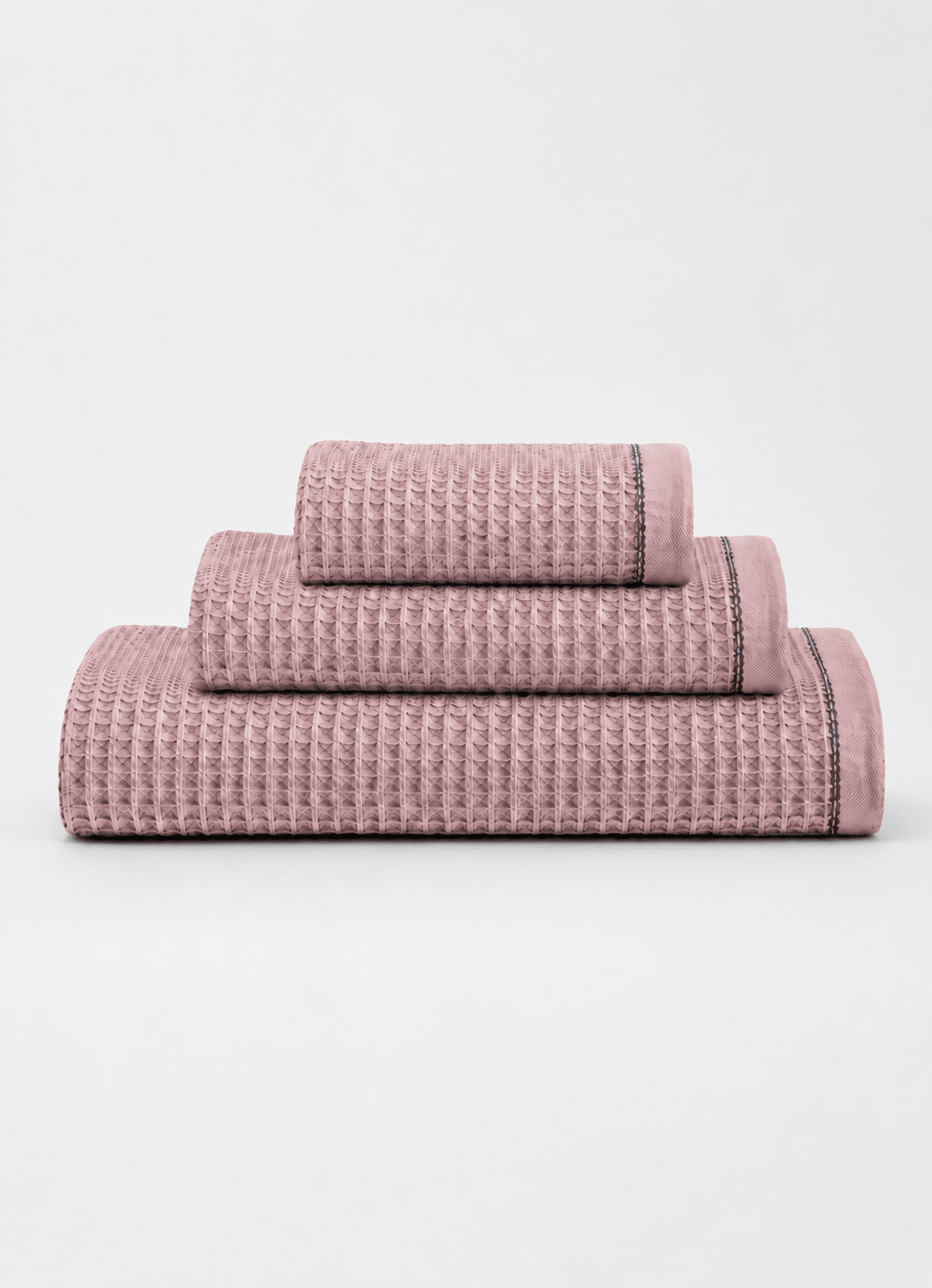 Miel waffle weave Turkish cotton towel in Dusty Rose — hero product shot