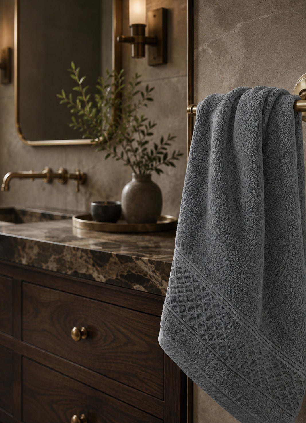 Maris Plush Turkish cotton towel in Mineral — folded view showing thickness