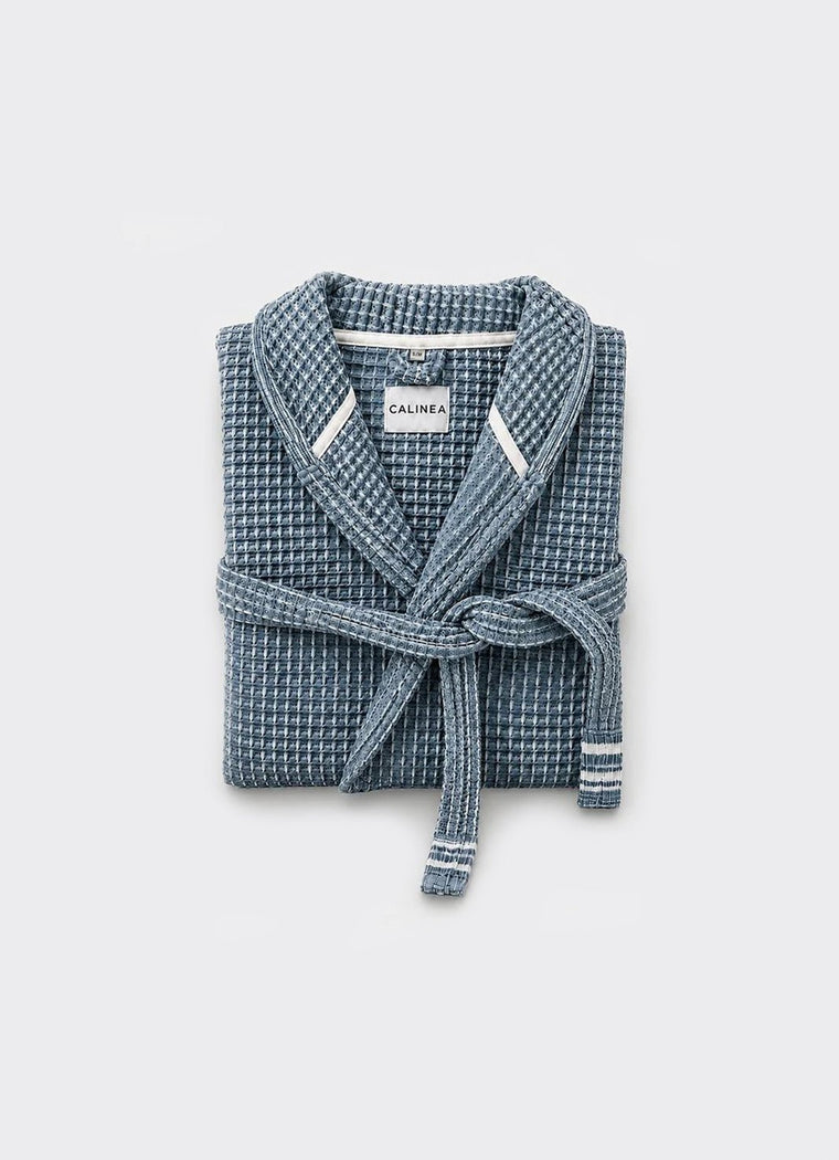 Cloud Waffle Bathrobe — Pacific Mist