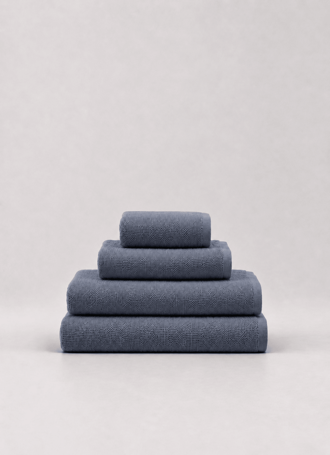 Fine Weave Turkish cotton towel in Blue Slate — hero shot of smooth, refined weave