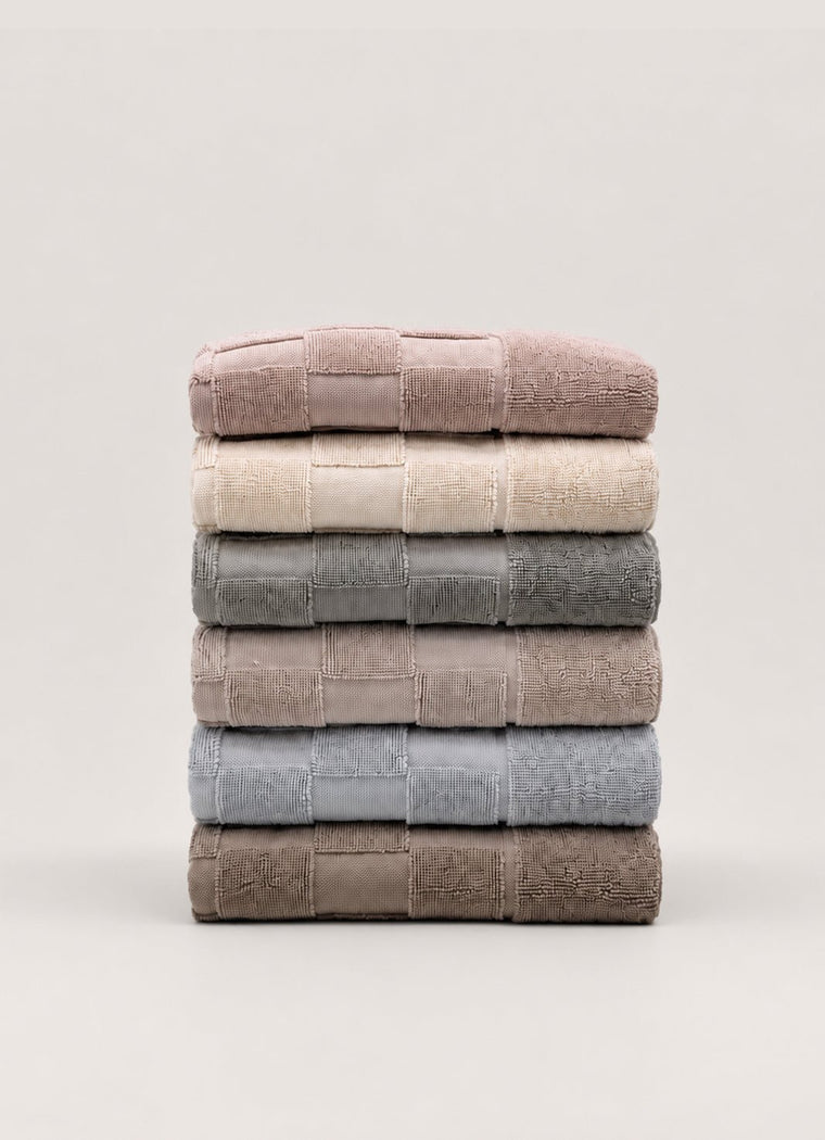Marlow Check Bath Mat — Deep Slate