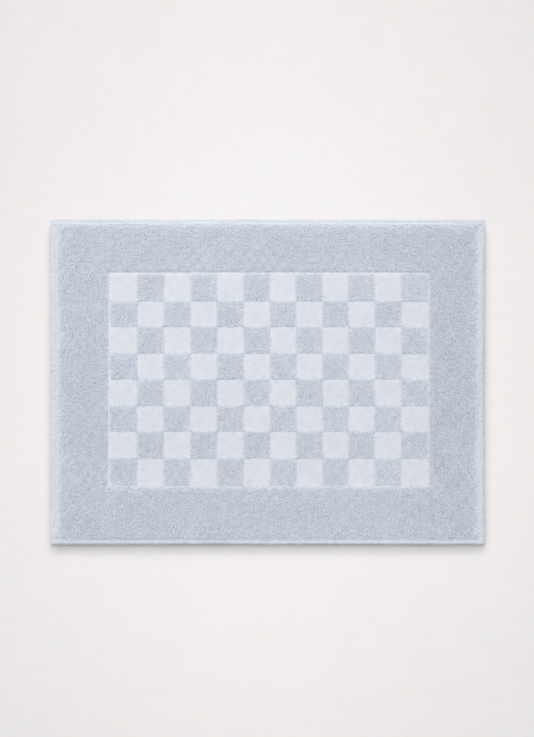 Marlow Check Bath Mat — Coastal Slate