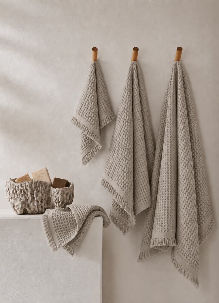 Cloud Waffle Towel — Oat Stone