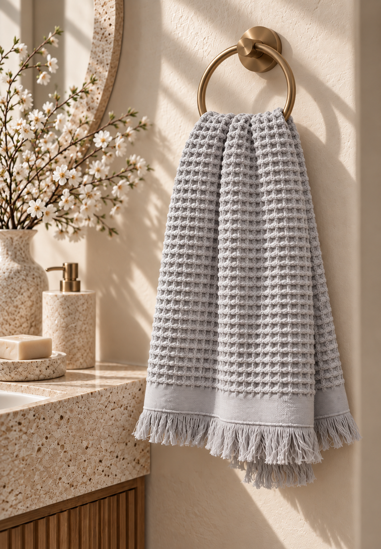 Cloud Waffle Towel — Silver Mist