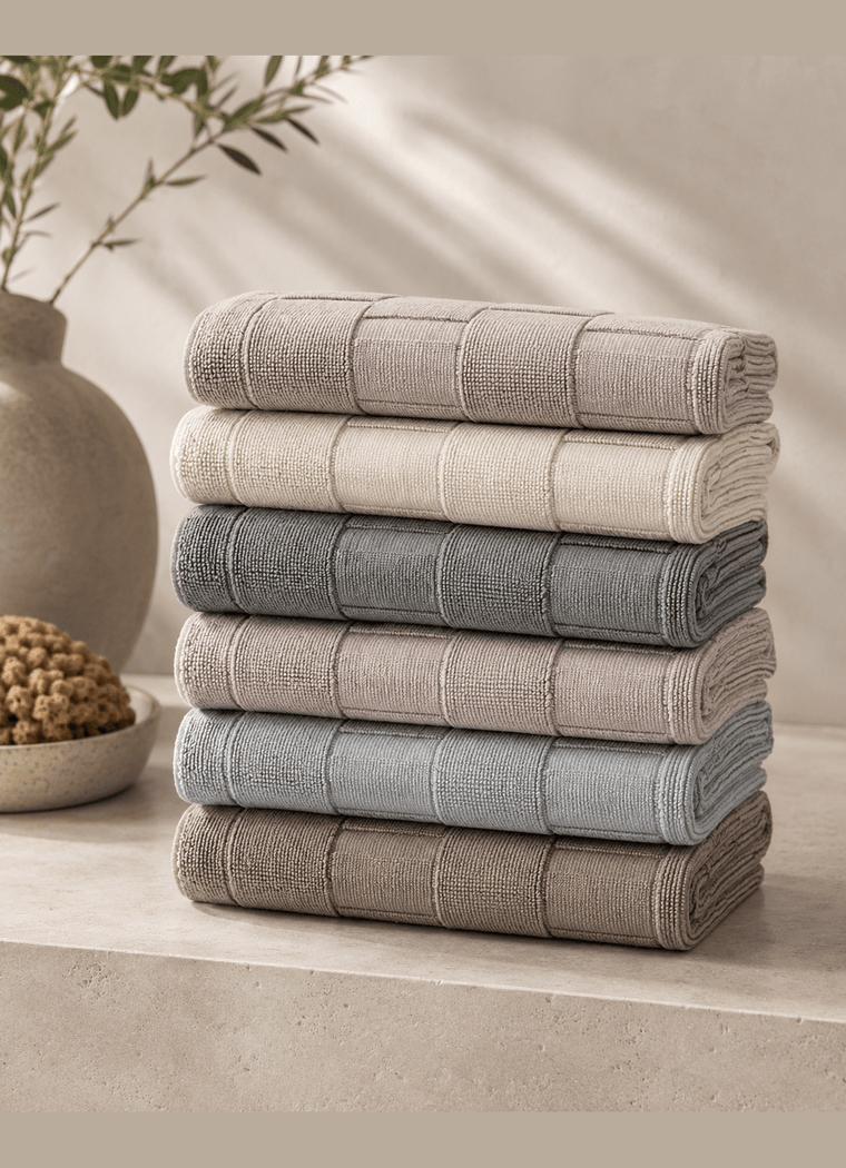 Marlow Check Bath Mat — Weathered Taupe