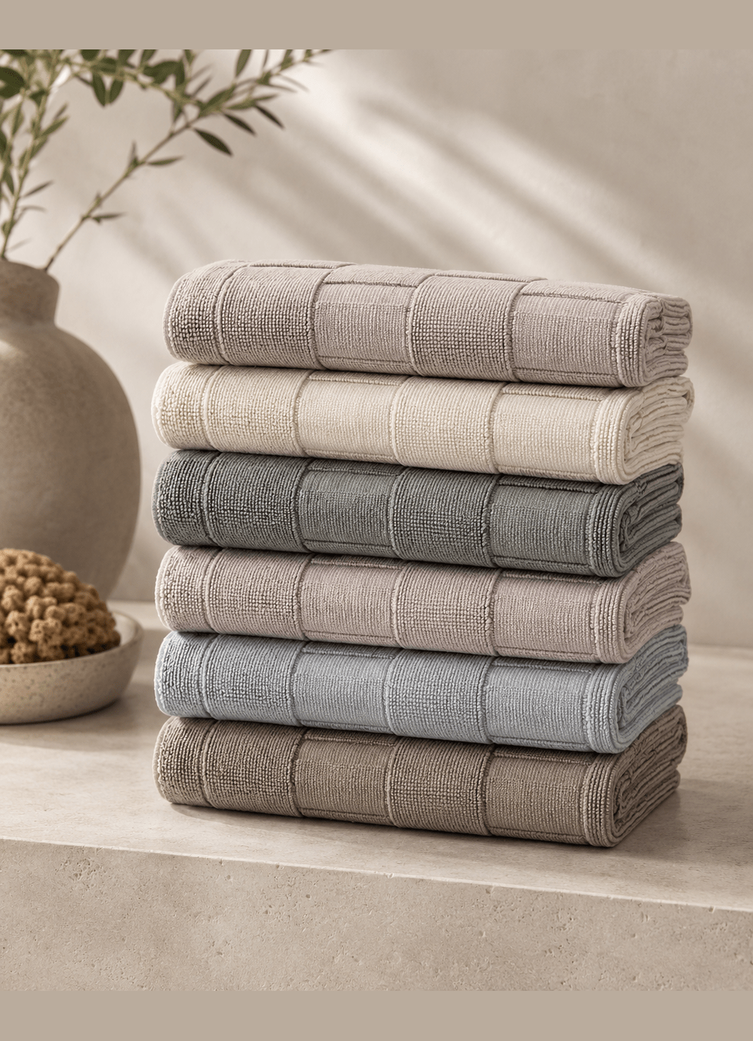 Marlow Check bath mat — bathroom styling showing spa-inspired drape and finish