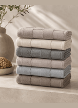 Marlow Check bath mat — bathroom styling showing spa-inspired drape and finish