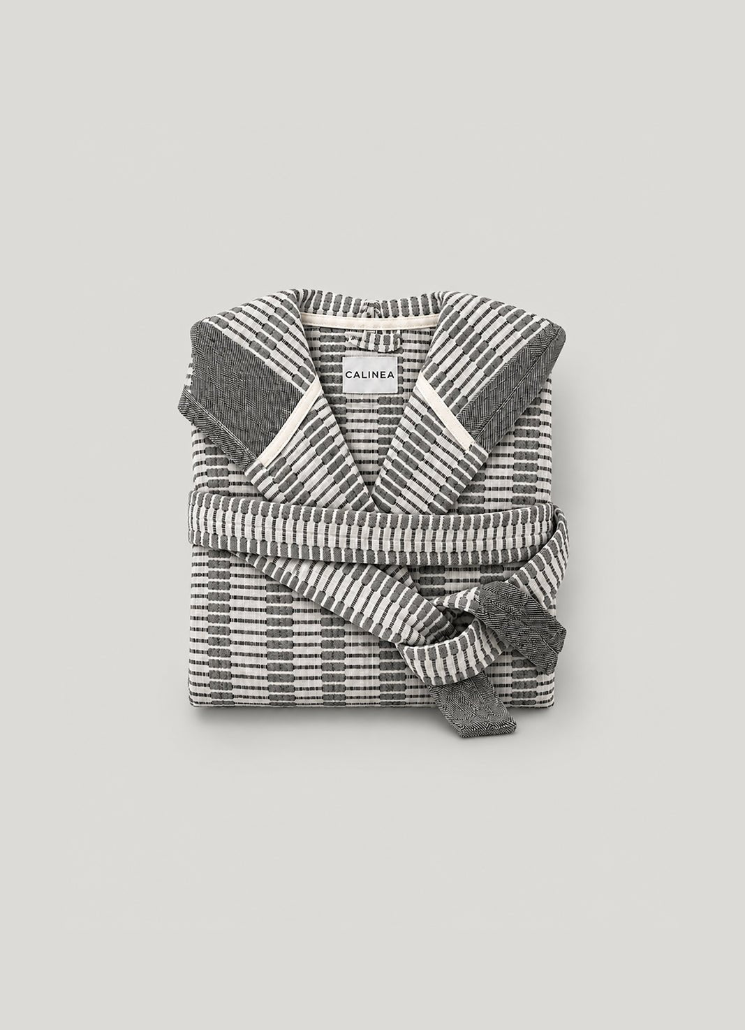 Cote Jacquard Bathrobe — Salt Stone - Calinea