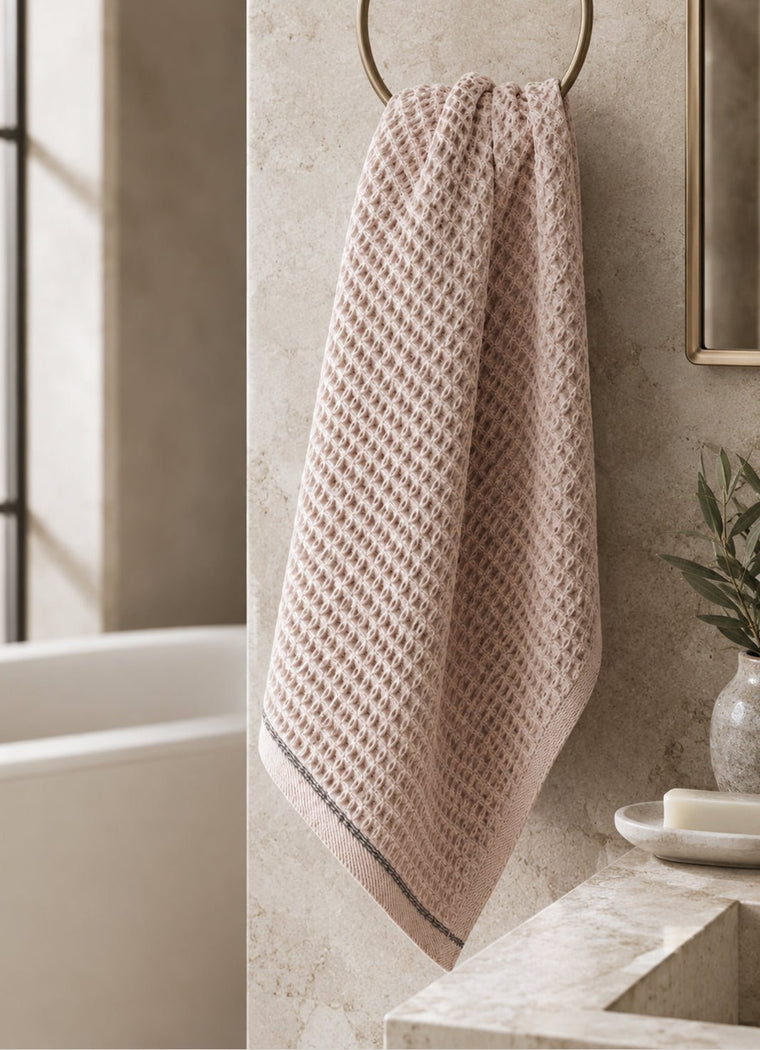 Miel Waffle Towel — Dusty Rose