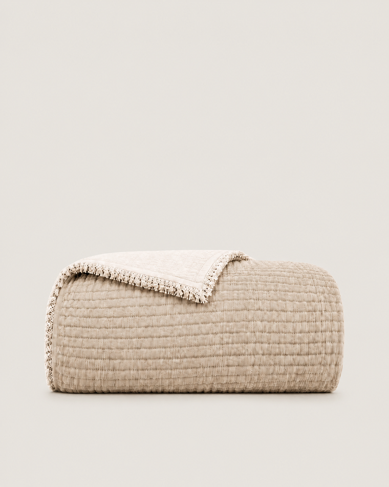 AirWeave Quilted Muslin Coverlet — Dune