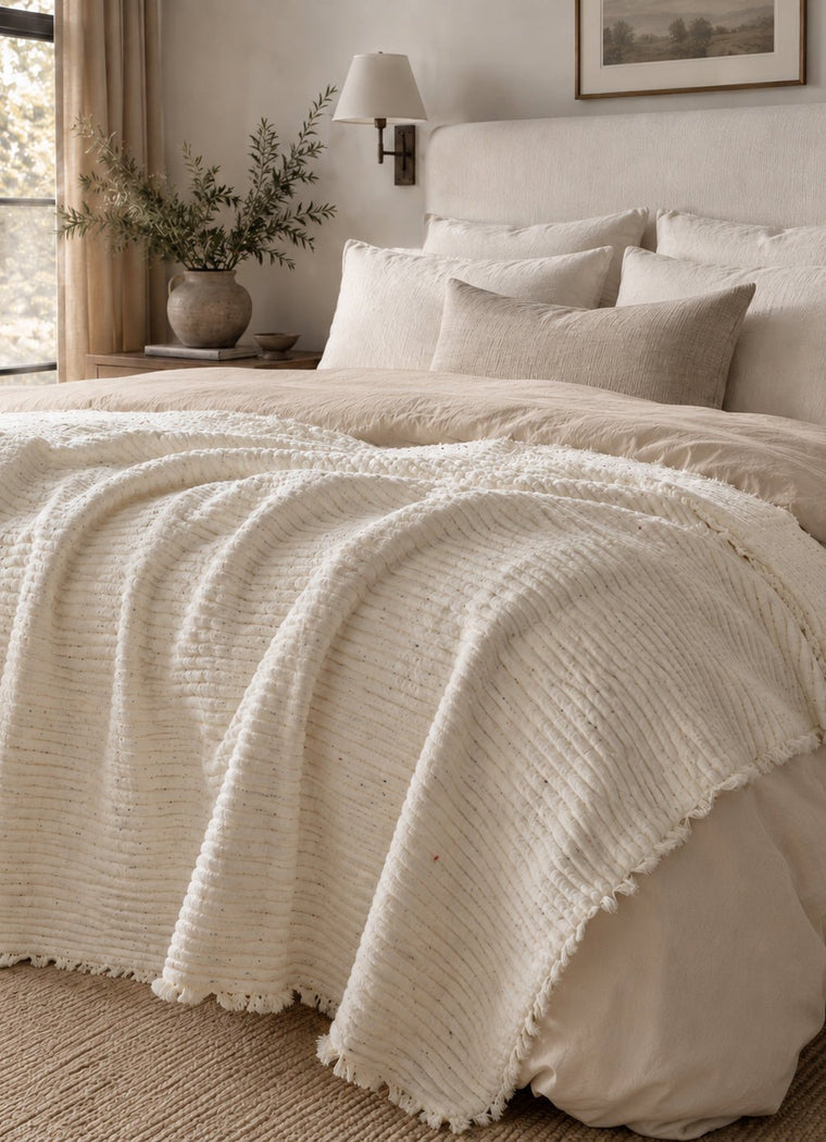 AirWeave Quilted Muslin Coverlet — Shell