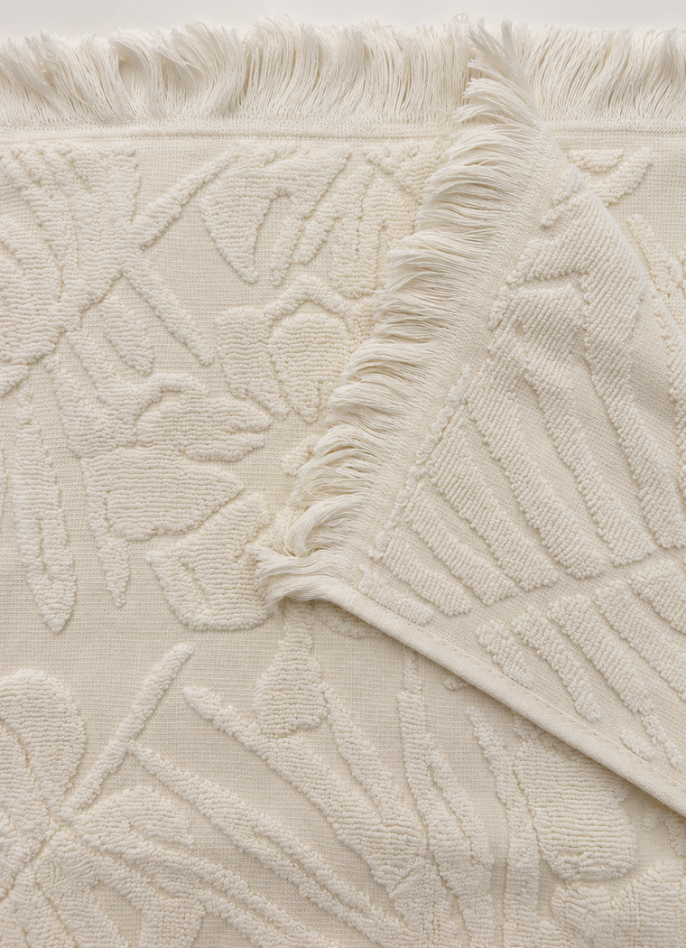 Laurier Botanical Towel — Cloud White