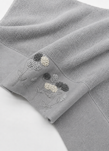 Florence Heirloom towel in Mineral — additional close-up view of Turkish cotton texture