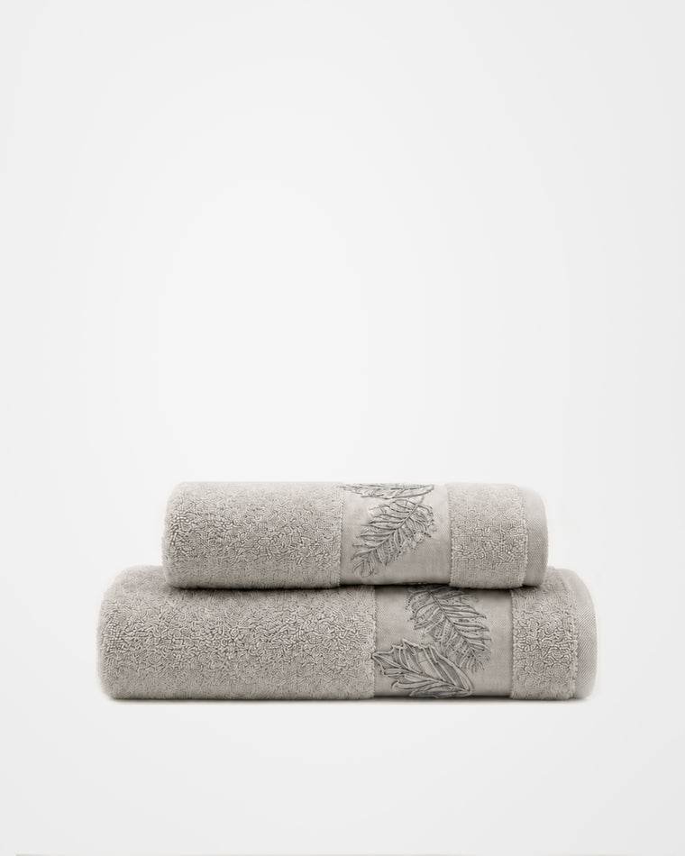 Folia Embroidered Towel — Mineral Mist
