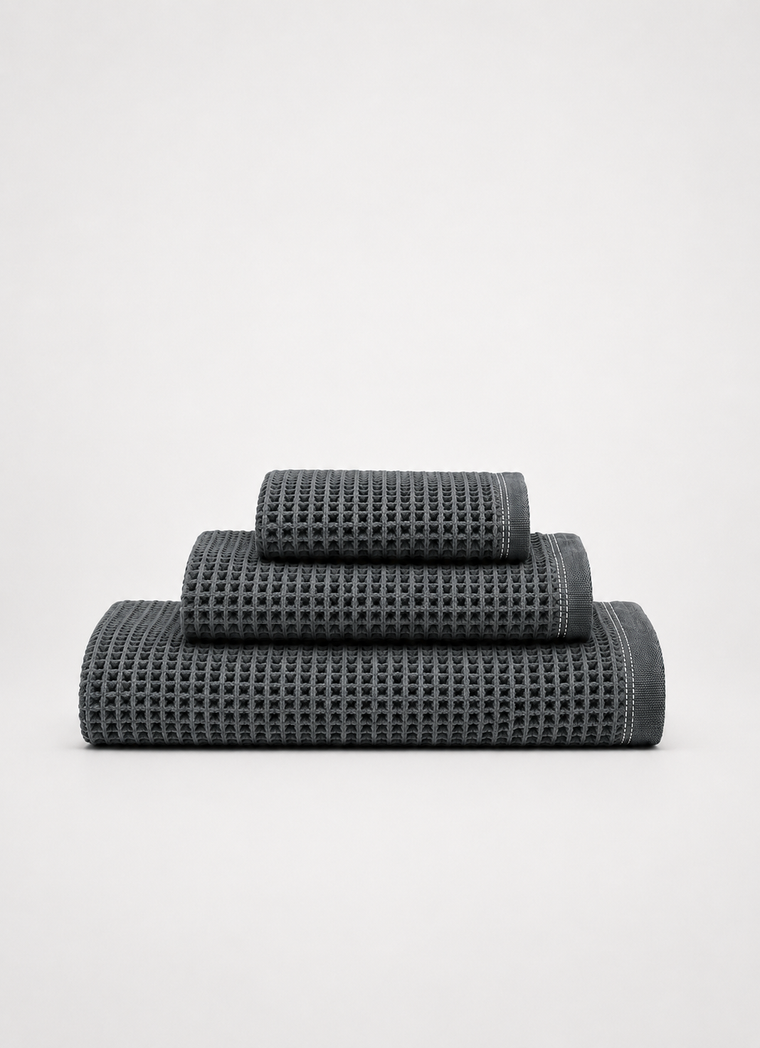 Miel Waffle Towel — Ash Slate