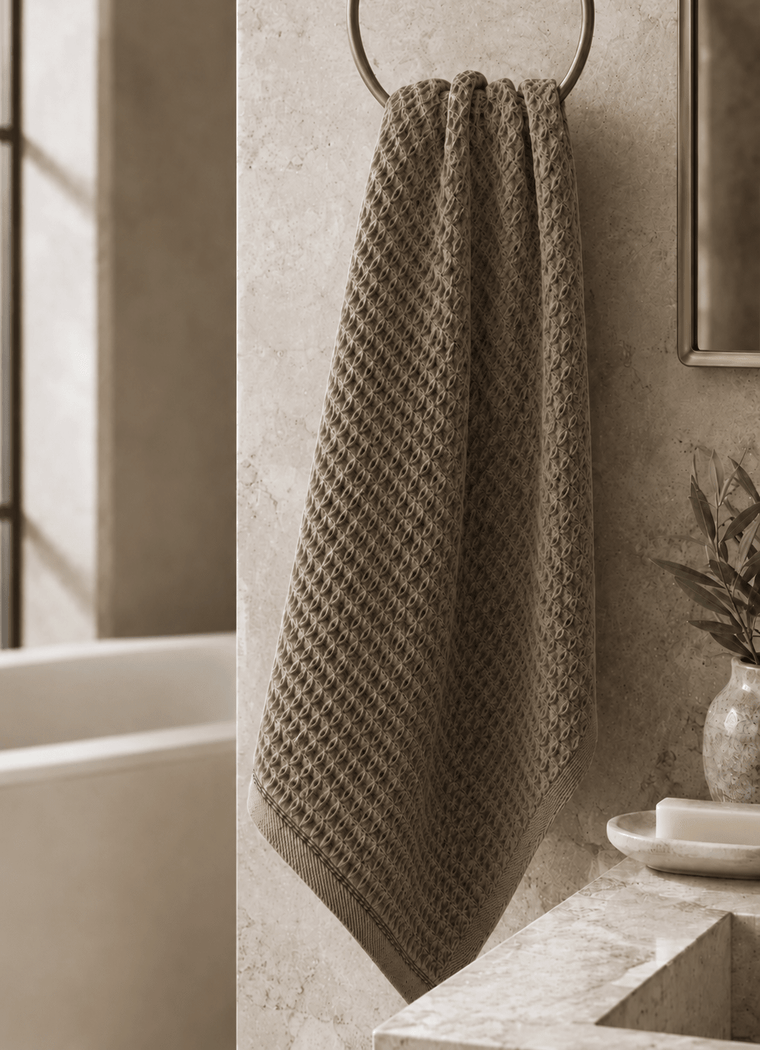 Miel Waffle Towel — Weathered Taupe