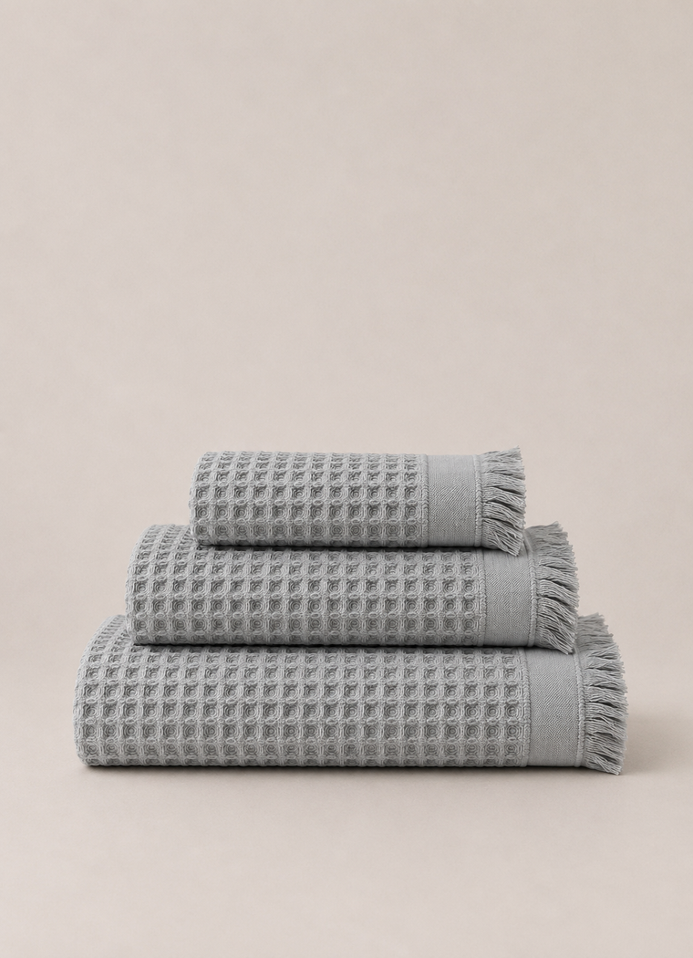 Cloud Waffle Towel — Silver Mist