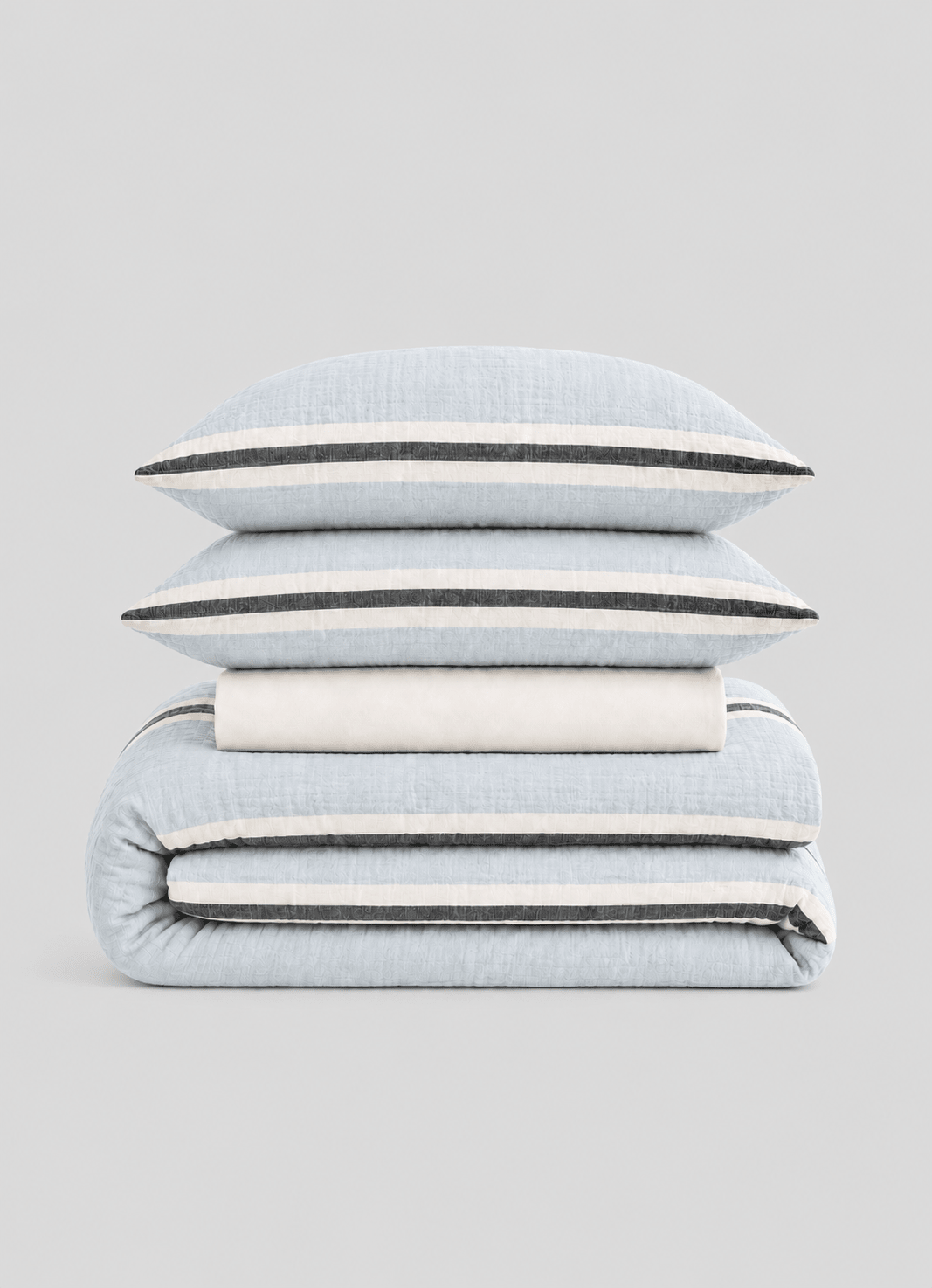 Textured Muslin bedding set in Seaglass — hero shot of breathable Turkish cotton muslin