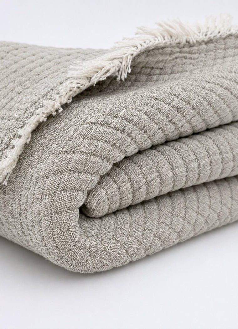 AirWeave Quilted Muslin Coverlet — Olive