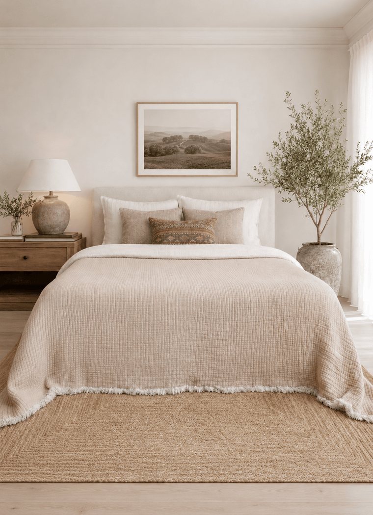 AirWeave Quilted Muslin Coverlet — Dune