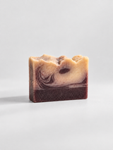 Calinea Botanical Soap Bar in Yoghurt & Lavender — a plum and cream layered cold-process bar, handmade in Türkiye
