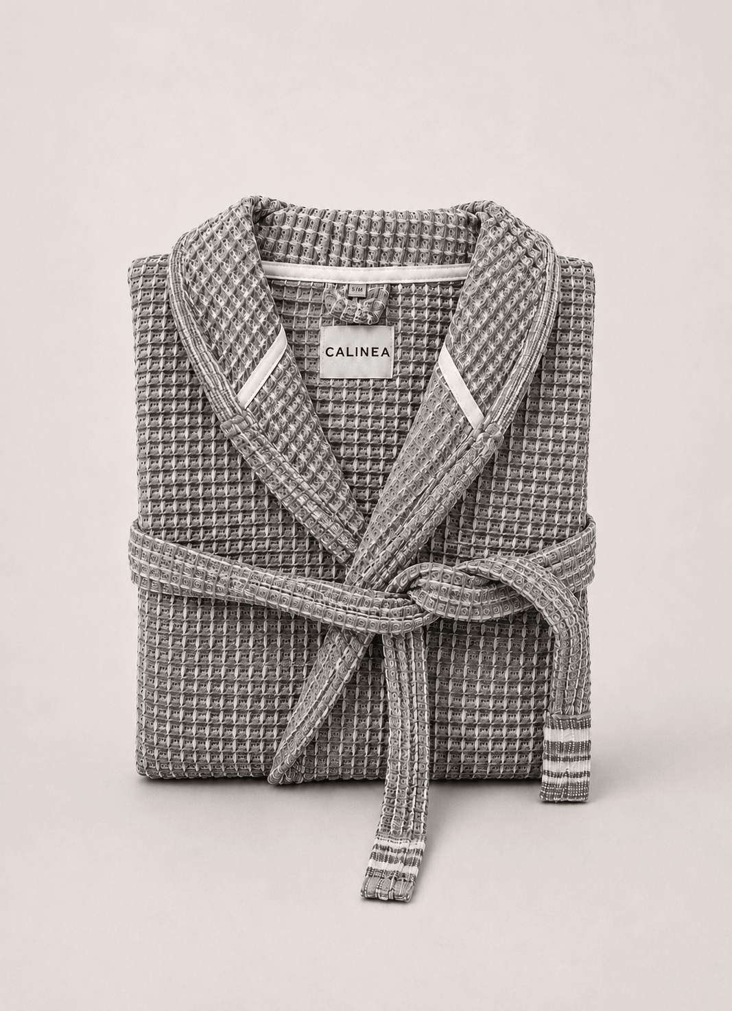 Cloud Waffle bathrobe in Mineral Mist — hero shot of lightweight waffle-weave Turkish cotton robe