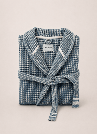 Cloud Waffle Bathrobe — Pacific Mist