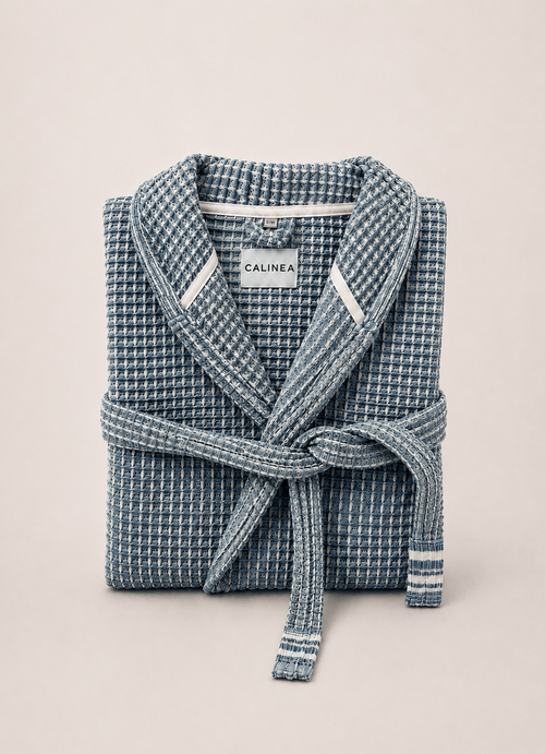 Cloud Waffle Bathrobe — Pacific Mist