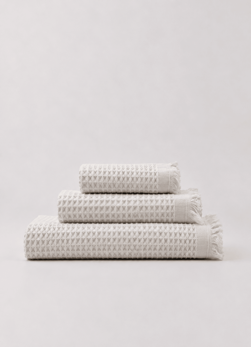 Cloud Waffle Turkish cotton towel in Snow Veil — hero product shot