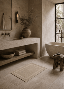 Haven bath mat in Alabaster — angled view showing plush, spa-inspired texture