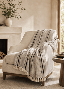 Heritage Weave Stripe in Mineral — detail of stripe pattern and woven texture