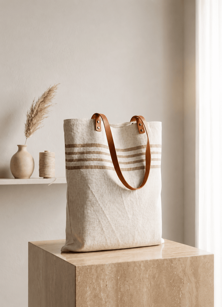 Linen Beach Tote — Cream