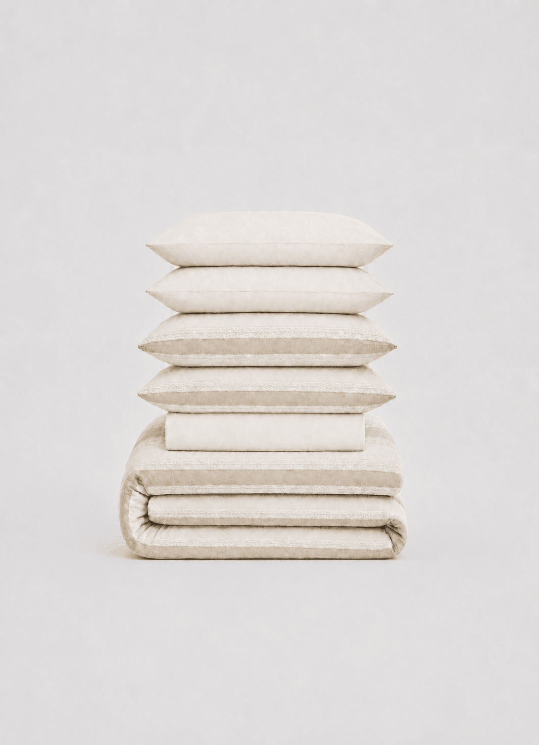 Linen Blend bedding set in Pale Dune — hero shot of breathable linen cotton blend