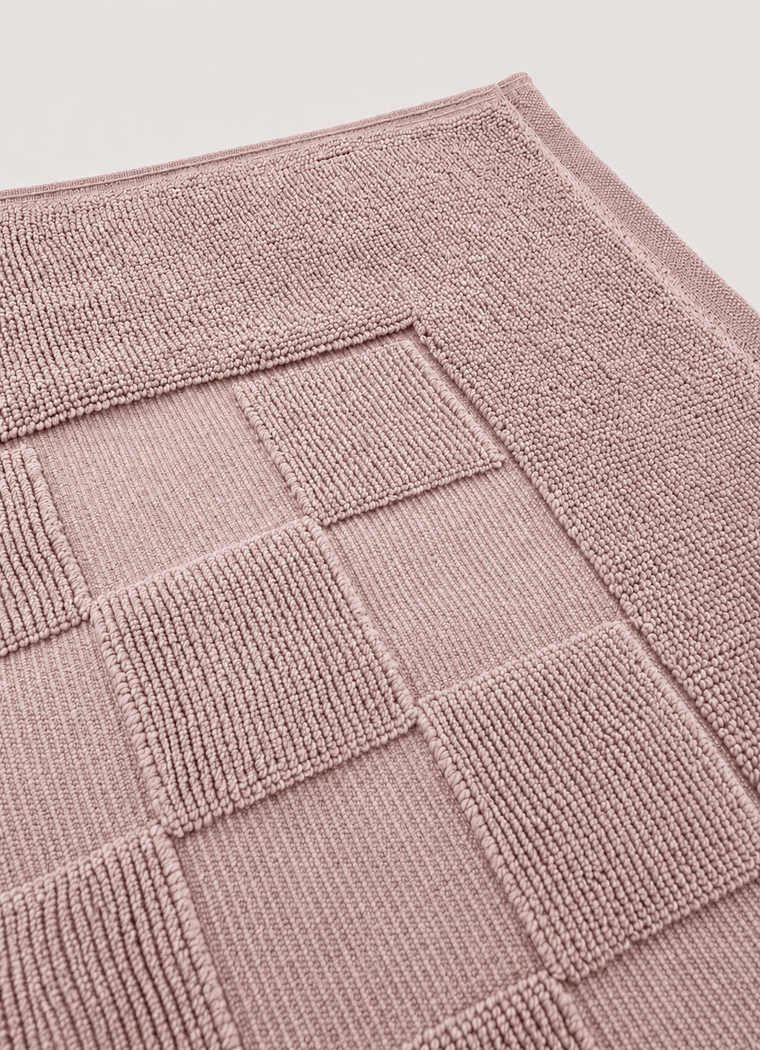 Marlow Check Bath Mat — Blush Stone